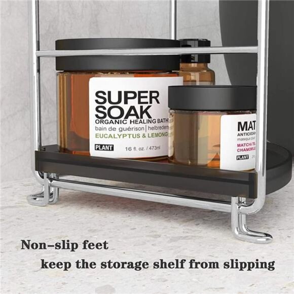 Kitchen Spice Rack Standing Shelf, 2-Tier Corner Storage Shelf, Bathroom - Picture 5 of 8